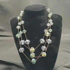 Kennet Cole NY Three strand iridescent glass stones necklace